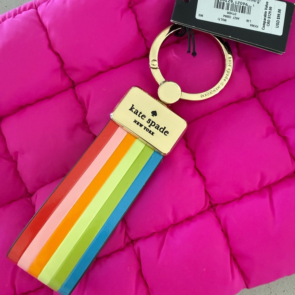 Kate Spade MSRP $99 rainbow, keychain bag charm key, ring, key fob NWT - Picture 3 of 10